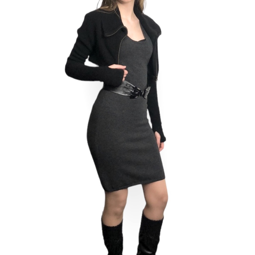 Stylish Black and Gray Mini Dress